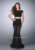 Picture of: Lace Two Piece Romper Dress with Sheer Lace Skirt in Black, Style: 24038, Main Picture