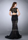 Picture of: Lace Two Piece Romper Dress with Sheer Lace Skirt in Black, Style: 24038, Back Picture