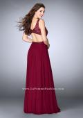 Picture of: A-line Chiffon Dress with Beaded Top and Open Back in Red, Style: 24050, Back Picture