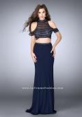 Picture of: Beaded Two Piece Dress with Cold Shoulder Sleeves in Blue, Style: 24053, Detail Picture 1