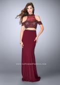 Picture of: Beaded Two Piece Dress with Cold Shoulder Sleeves in Red, Style: 24053, Detail Picture 2
