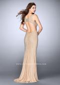 Picture of: Beaded Prom Dress With Deep V Neckline and Open Back in Nude, Style: 24057, Back Picture