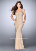 Picture of: Beaded Prom Dress With Deep V Neckline and Open Back in Nude, Style: 24057, Detail Picture 1