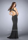 Picture of: Beaded Prom Dress With Deep V Neckline and Open Back in Black, Style: 24057, Detail Picture 3