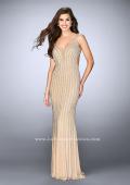 Picture of: Beaded Prom Dress With Deep V Neckline and Open Back in Nude, Style: 24057, Detail Picture 4