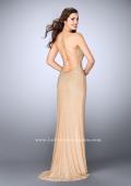 Picture of: Long High Neck Beaded Prom Dress with Side Slit in Nude, Style: 24061, Back Picture