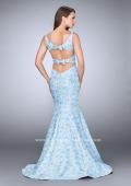 Picture of: Rose Printed Prom Dress with Mermaid Skirt and Bow in Blue, Style: 24063, Back Picture