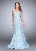 Picture of: Rose Printed Prom Dress with Mermaid Skirt and Bow in Blue, Style: 24063, Detail Picture 1