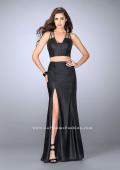Picture of: Long Vegan Leather Two Piece Connecting Prom Dress in Black, Style: 24080, Main Picture