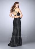 Picture of: Long Vegan Leather Two Piece Connecting Prom Dress in Black, Style: 24080, Back Picture