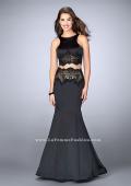 Picture of: Long Satin Two Piece Gown with Beaded Lace in Black, Style: 24083, Main Picture