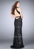 Picture of: Beaded Lace Prom Dress with Open Back in Black, Style: 24089, Back Picture