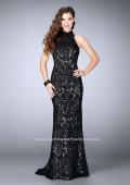Picture of: Beaded Lace Prom Dress with Open Back in Black, Style: 24089, Detail Picture 1