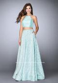 Picture of: Floral Two Piece A-line Dress with High Neck Top in Blue, Style: 24101, Main Picture