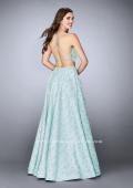 Picture of: Floral Two Piece A-line Dress with High Neck Top in Blue, Style: 24101, Back Picture