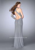 Picture of: One Shoulder Beaded Dress With Choker and Open Back in Silver, Style: 24105, Back Picture