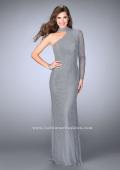 Picture of: One Shoulder Beaded Dress With Choker and Open Back in Silver, Style: 24105, Detail Picture 1