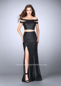 Picture of: Off The Shoulder Two Piece Vegan Leather Prom Dress in Black, Style: 24109, Main Picture