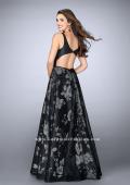 Picture of: Long Floral A-line Prom Dress with Pockets in Black, Style: 24114, Back Picture