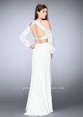 Picture of: Could Shoulder Long Sleeve Two Piece Prom Dress in White, Style: 24116, Back Picture