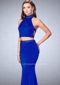 Picture of: Beaded Collar Long Prom Dress with Cut Outs in Blue, Style: 24119, Main Picture