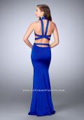 Picture of: Beaded Collar Long Prom Dress with Cut Outs in Blue, Style: 24119, Back Picture