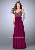 Picture of: Chiffon A-line Dress with Beaded Top and Cutout Back in Pink, Style: 24121, Main Picture