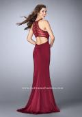 Picture of: Long Jersey Prom Dress with Beaded Neckline in Red, Style: 24127, Detail Picture 1
