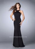 Picture of: Long Jersey Prom Dress with Beaded Neckline in Black, Style: 24127, Detail Picture 2