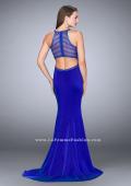 Picture of: Long Jersey Prom Dress with Beaded Neckline in Blue, Style: 24127, Detail Picture 4