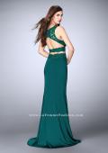 Picture of: Two Piece Jersey Gown with Lace top and Belt in Green, Style: 24128, Back Picture