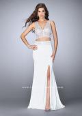 Picture of: Two Piece Jersey Gown with Lace top and Belt in White, Style: 24128, Detail Picture 1