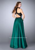 Picture of: Long Mikado A-line Dress with Cut Outs and Pockets in Green, Style: 24135, Back Picture