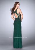 Picture of: Long Beaded Prom Dress with Lace Up Sides in Green, Style: 24138, Back Picture