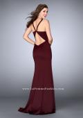Picture of: Satin Prom Dress with Cut Outs and Open Back in Red, Style: 24150, Back Picture