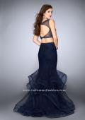 Picture of: Long Tulle Mermaid Prom Gown with Rhinestones in Blue, Style: 24157, Back Picture