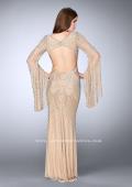 Picture of: Bell Sleeve Dress with Beaded Pattern and Open Back in Nude, Style: 24162, Detail Picture 4