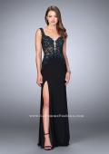 Picture of: Sheer Prom Dress with Lace and Rhinestones in Black, Style: 24168, Main Picture