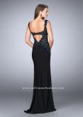 Picture of: Sheer Prom Dress with Lace and Rhinestones in Black, Style: 24168, Back Picture