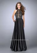 Picture of: High Neck A-line Prom Dress with Full Satin Skirt in Black, Style: 24169, Main Picture