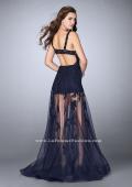 Picture of: Sheer Lace Romper Prom Gown with Pockets in Blue, Style: 24172, Back Picture