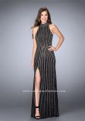 Picture of: High Collar Long Prom Gown with Beading in Black, Style: 24173, Main Picture