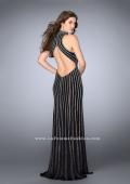 Picture of: High Collar Long Prom Gown with Beading in Black, Style: 24173, Back Picture