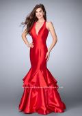 Picture of: Long Mermaid Ruffle Dress with Deep V Neckline in Red, Style: 24197, Main Picture