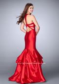 Picture of: Long Mermaid Ruffle Dress with Deep V Neckline in Red, Style: 24197, Detail Picture 1