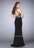 Picture of: Long Jersey Prom Dress with Beading and Open Back in Black, Style: 24201, Back Picture