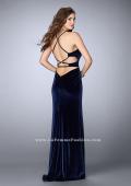 Picture of: Velvet Prom Dress with High Neck and Pockets in Blue, Style: 24218, Back Picture