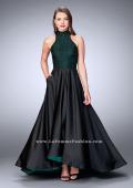 Picture of: High Low Prom Dress with Lace Top and Strappy Back in Black, Style: 24234, Detail Picture 1