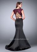Picture of: Long Two Piece Mermaid Dress with Beaded Lace Top in Black, Style: 24235, Back Picture