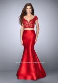 Picture of: Two Piece Mermaid Dress with Lace Top and Cap Sleeves in Red, Style: 24239, Main Picture